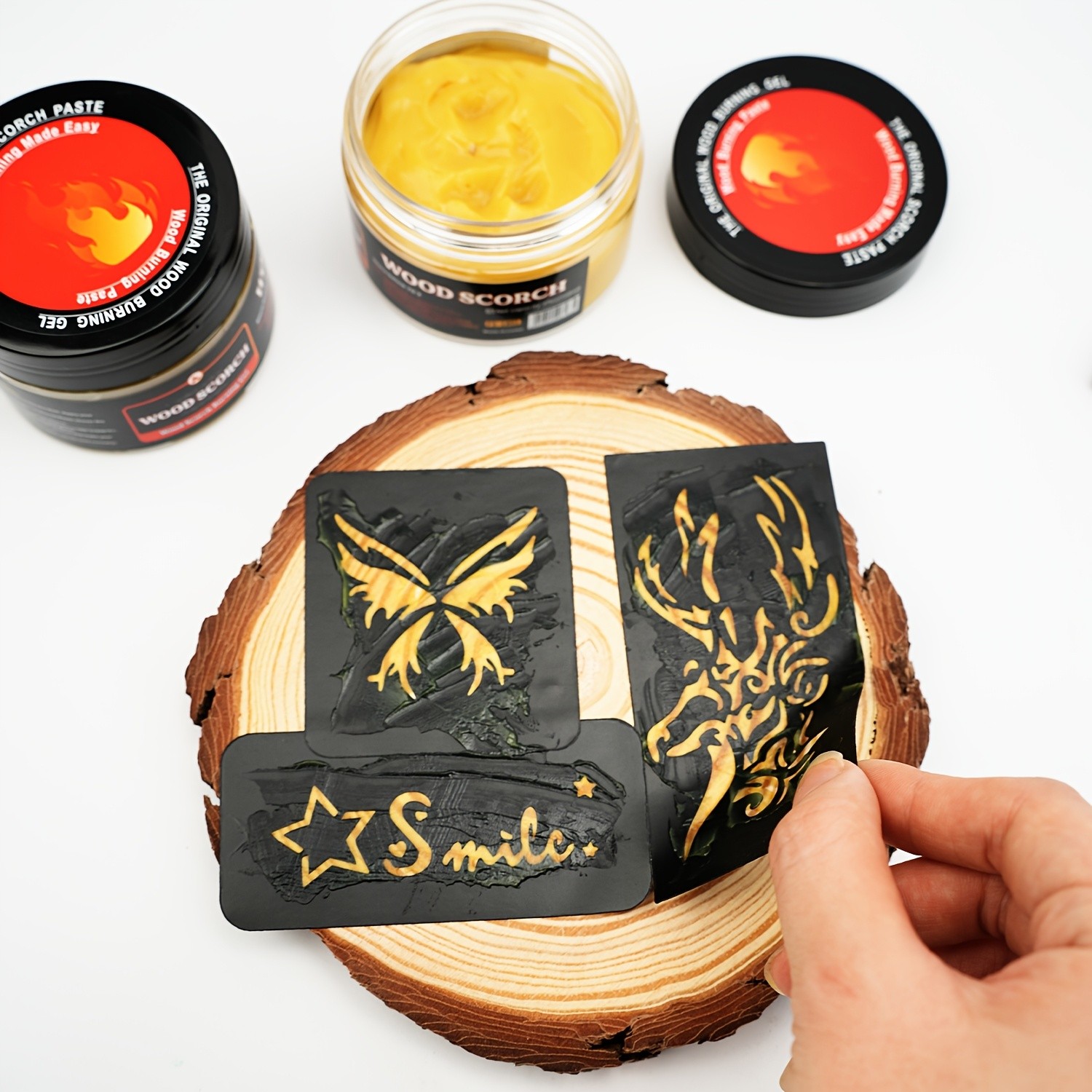 FLYSEA Scorch Burning Gel 4oz (120ml) Easy DIY Craft Gel for Wood Branding, Stenciling & Detailed Art Patterns