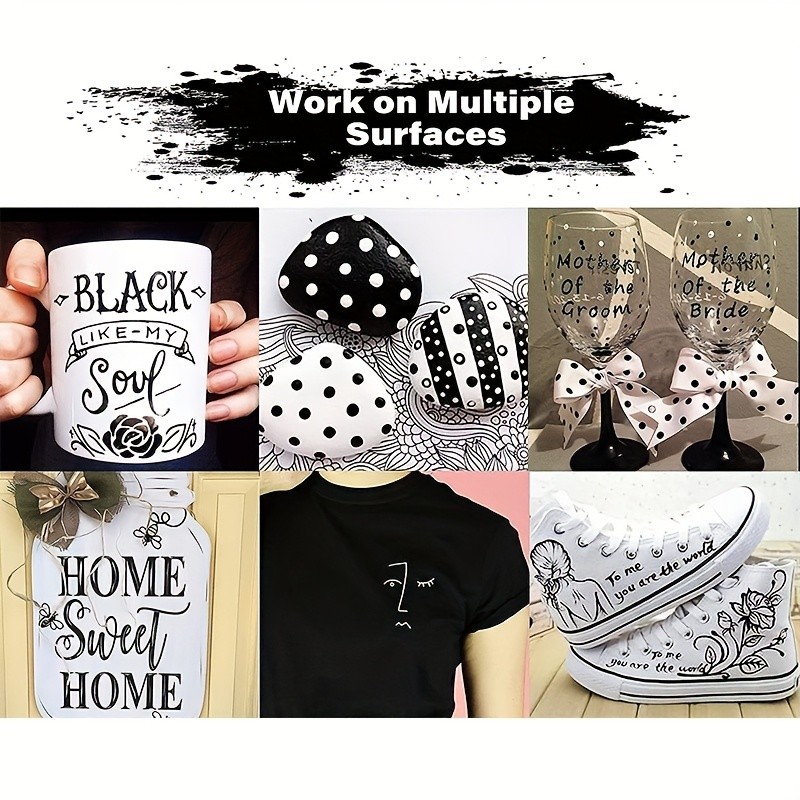 FLYSEA 6pcs Waterproof Water-Based Acrylic Paint Markers  Heavy-Duty Vibrant Paint Pens for Rock, Ceramic, Glass, Wood & Plastic