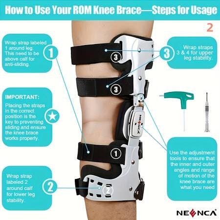 NEENCA Adjustable Knee Brace Professional ACL, MCL, PCL Support with Unloading ROM Hinge Fixator