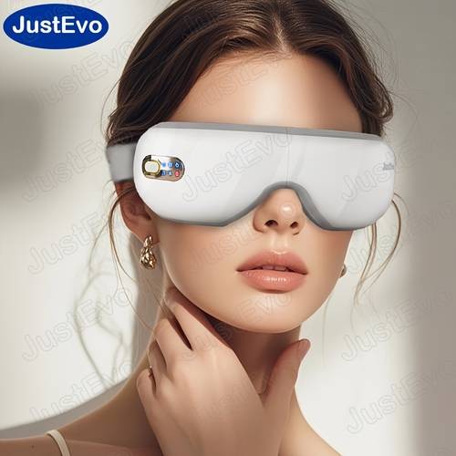 JustEvo Eye Massager Relaxing Eye Mask with Gentle Music, Warm Therapy & Wireless Comfort