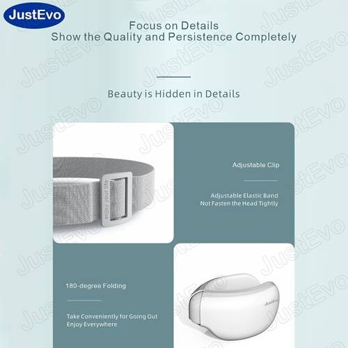 JustEvo Eye Massager Relaxing Eye Mask with Gentle Music, Warm Therapy & Wireless Comfort