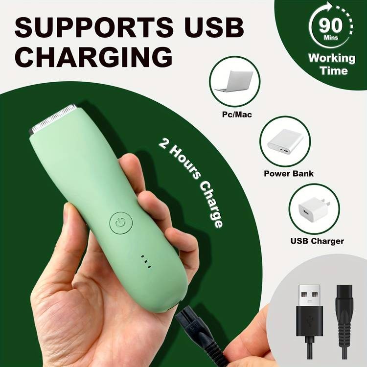 YAFULL Professional Body Hair Trimmer IPX6 Wet/Dry Grooming, Ceramic Blade & Rechargeable Lithium Battery