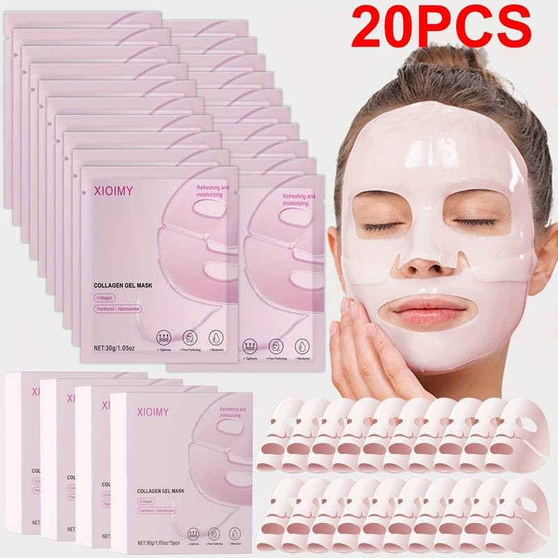 XIOIMY 20pcs Collagen & Niacinamide Moisturising Face Mask  Radiance-Boosting Sheet Masks for All Skin Types