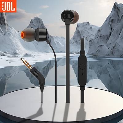 JBL T110 Wired Headphones Lightweight In-Ear Earphones with Clear Sound, Push-Button Control & Tangle-Free Cable