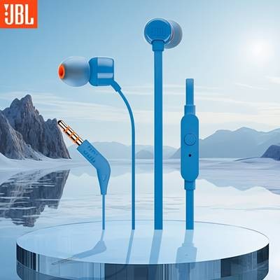 JBL T110 Wired Headphones Lightweight In-Ear Earphones with Clear Sound, Push-Button Control & Tangle-Free Cable