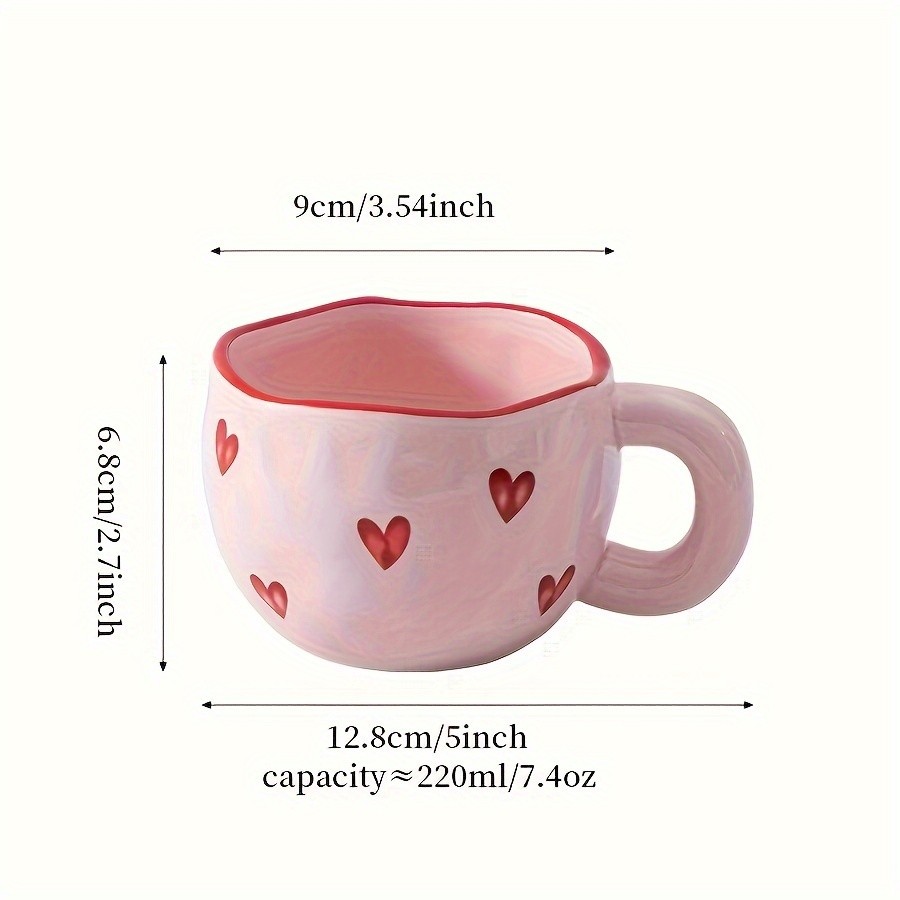 YUMIPLUS Romantic Ceramic Coffee Mug 9.5oz  Heart Pattern Love-Inspired Cup for Couples & Everyday Use