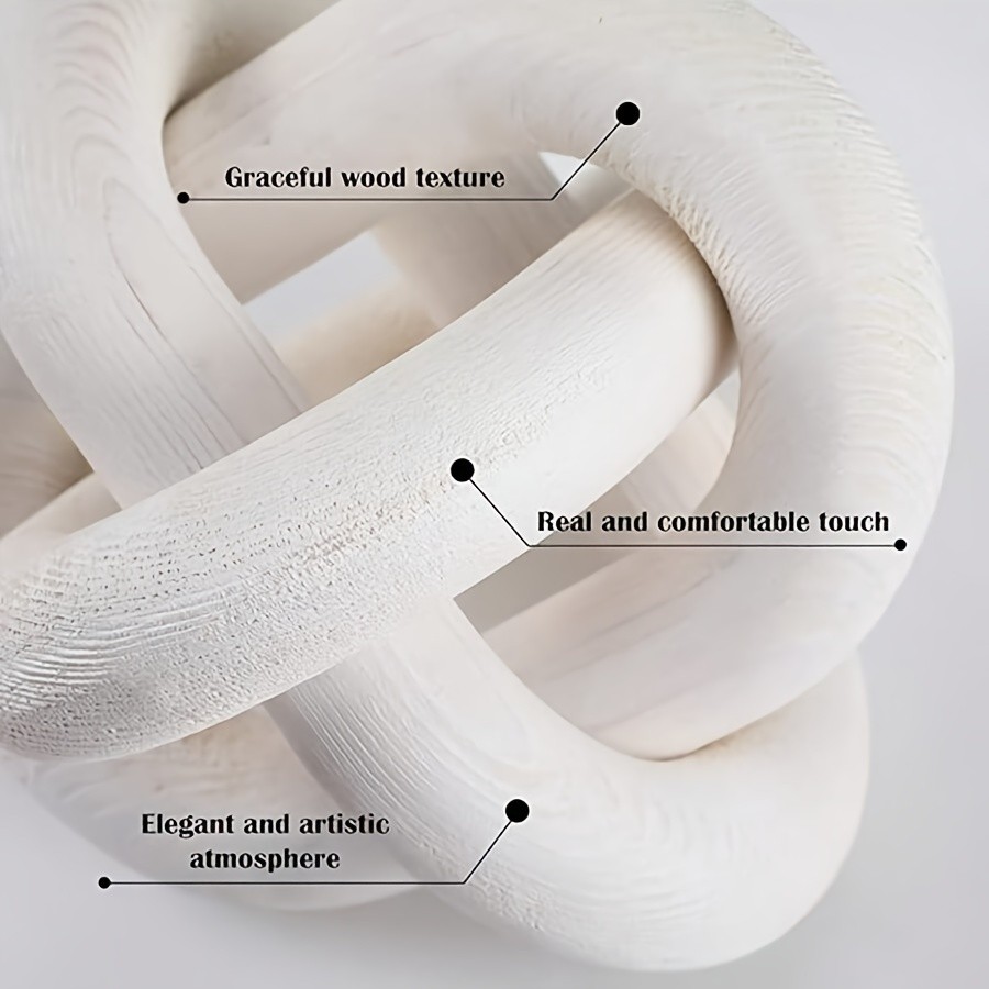 YUMIPLUS Hand-Carved Wooden Chain Sculpture  Modern Farmhouse & Boho Rustic Decor for Indoor & Outdoor Spaces