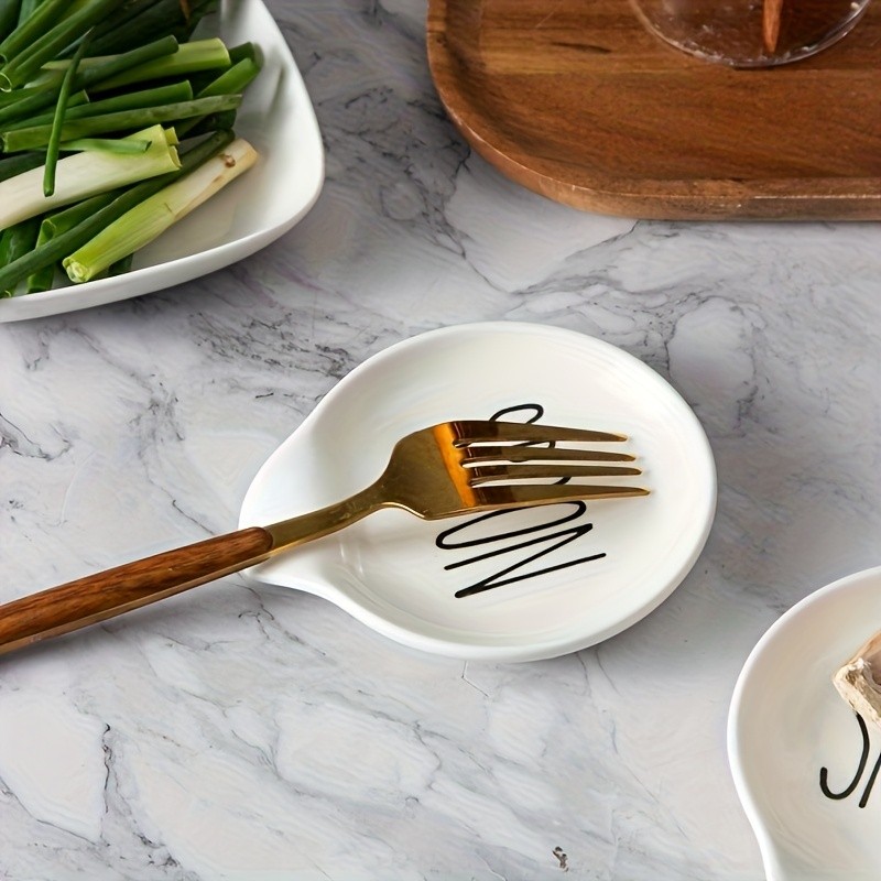 YUMIPLUS Ceramic Spoon Rest  10.92cm Round Minimalist Spoon Holder for Kitchen, Home & Outdoor Use