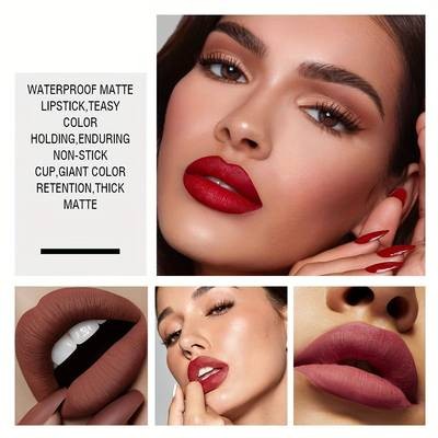 VERONNI 12 Set of Lip Glaze Lipstick  Non-Fading Matte Colour for Every Mood