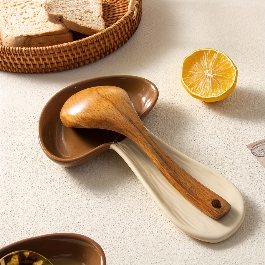YUMIPLUS Ceramic Mushroom Spoon Rest  High-Temperature Resistant, Cute & Exquisite Spoon Plate for Kitchen or Housewarming Gifts