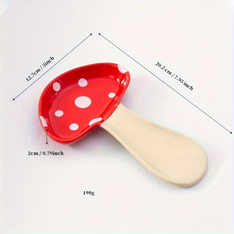 YUMIPLUS Ceramic Mushroom Spoon Rest  High-Temperature Resistant, Cute & Exquisite Spoon Plate for Kitchen or Housewarming Gifts