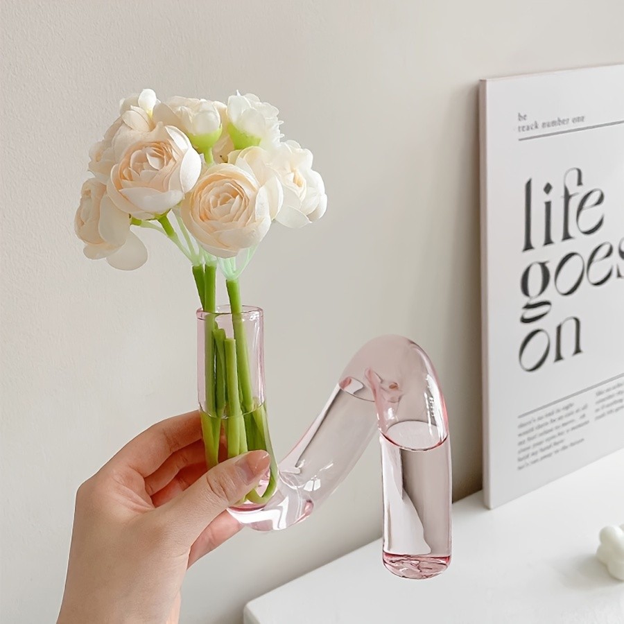 YUMIPLUS Modern Creative Irregular Shaped Glass Vase  Transparent Nordic Pedestal Centerpiece for Dining & Living Room Dcor