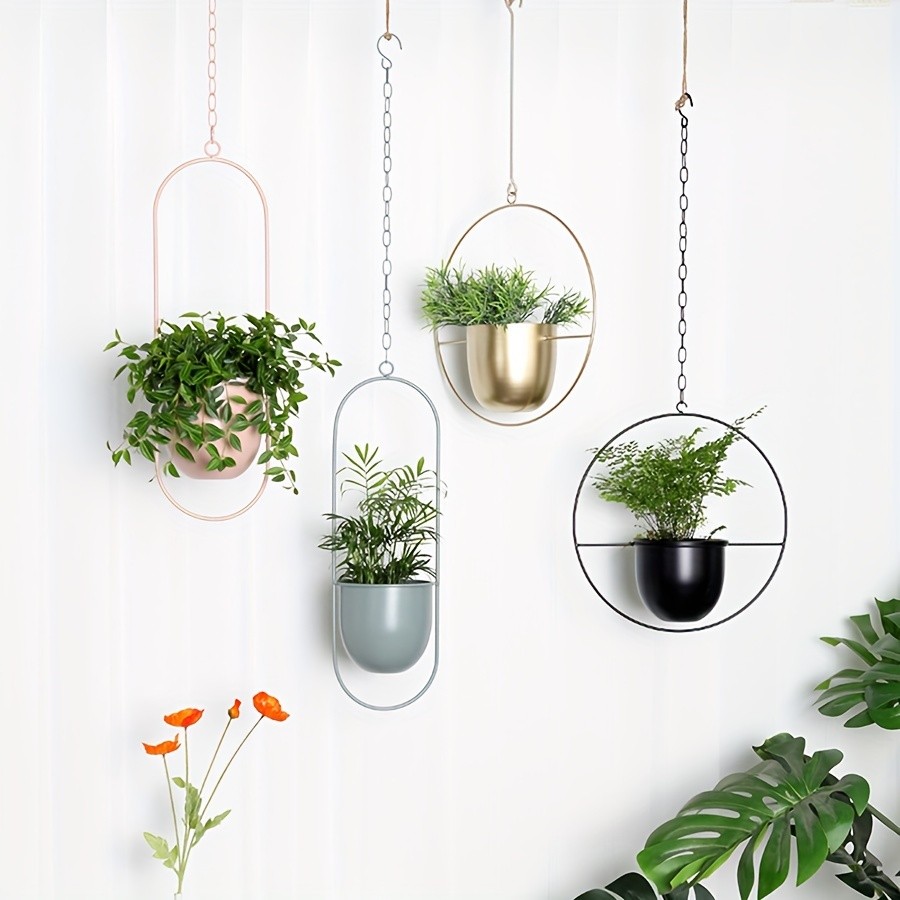 YUMIPLUS Modern Iron Hanging Decorative Vases  Minimalist Creative Balcony Planters Set