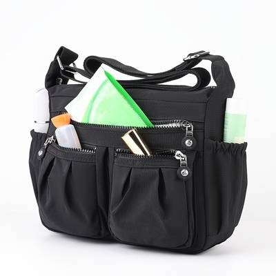 OGEHUAFEE Casual Nylon Shoulder Bag for Women  Lightweight Multi-Pocket Crossbody for Travel & Shopping