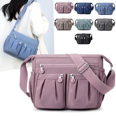 OGEHUAFEE Casual Nylon Shoulder Bag for Women Lightweight Multi-Pocket Crossbody for Travel & Shopping