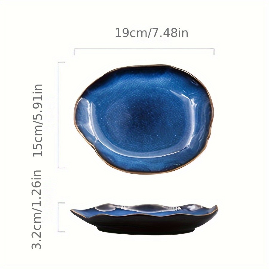 YUMIPLUS Kiln-Changed Ceramic Plate Irregular Art Serving Dish for Sushi, Steak & Fine Dining