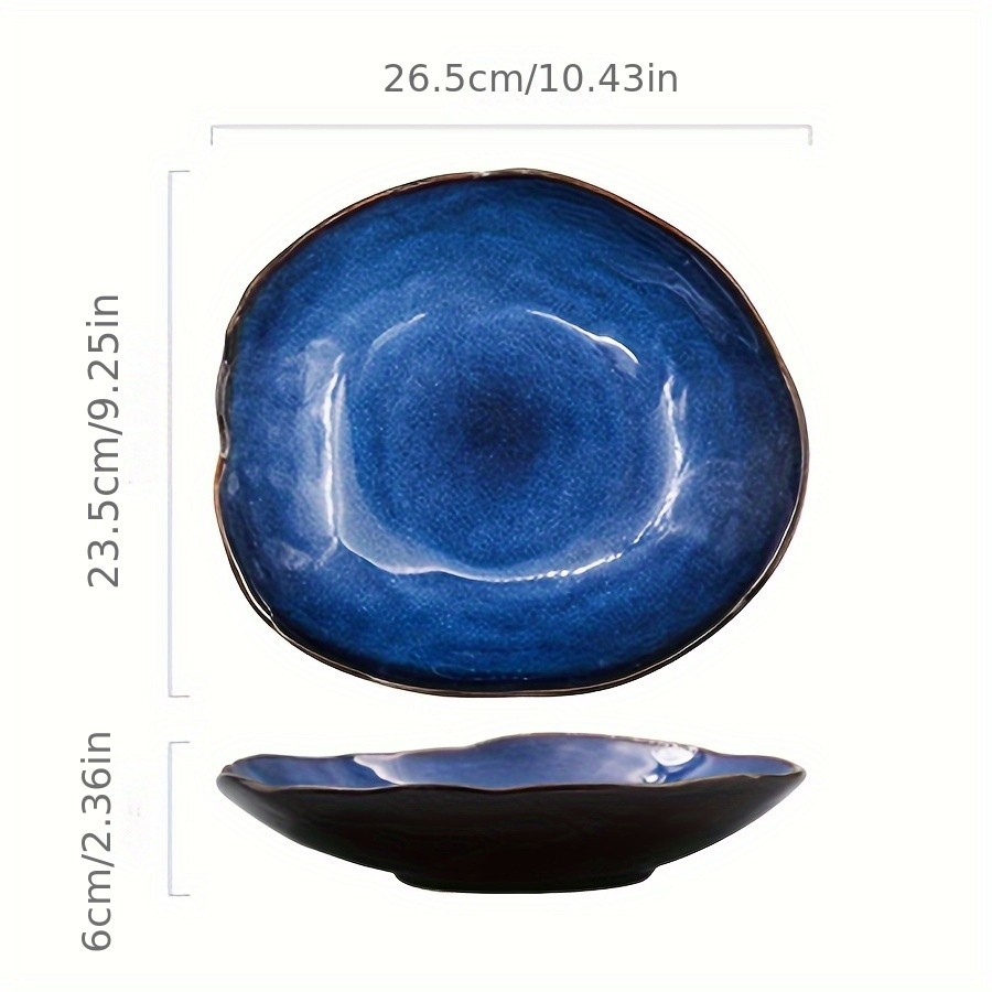 YUMIPLUS Kiln-Changed Ceramic Plate  Irregular Art Serving Dish for Sushi, Steak & Fine Dining