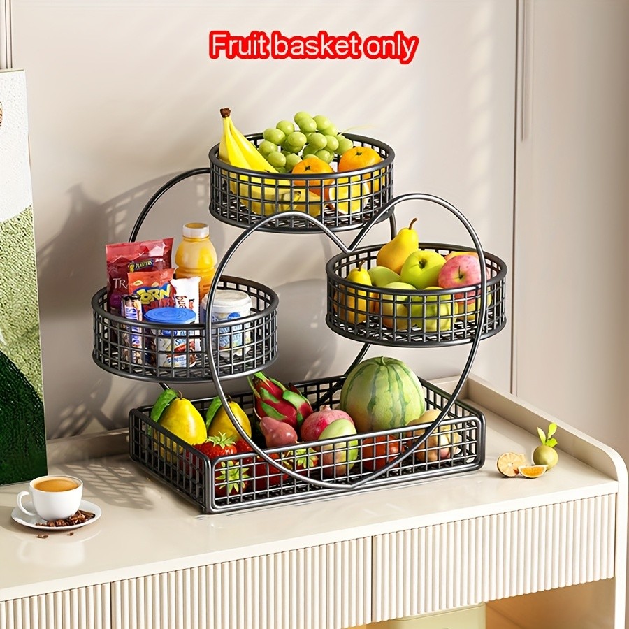 YUMIPLUS Heart-Shaped 3-Tier Fruit Basket  Elegant Countertop Display for Snacks, Fruits & Events