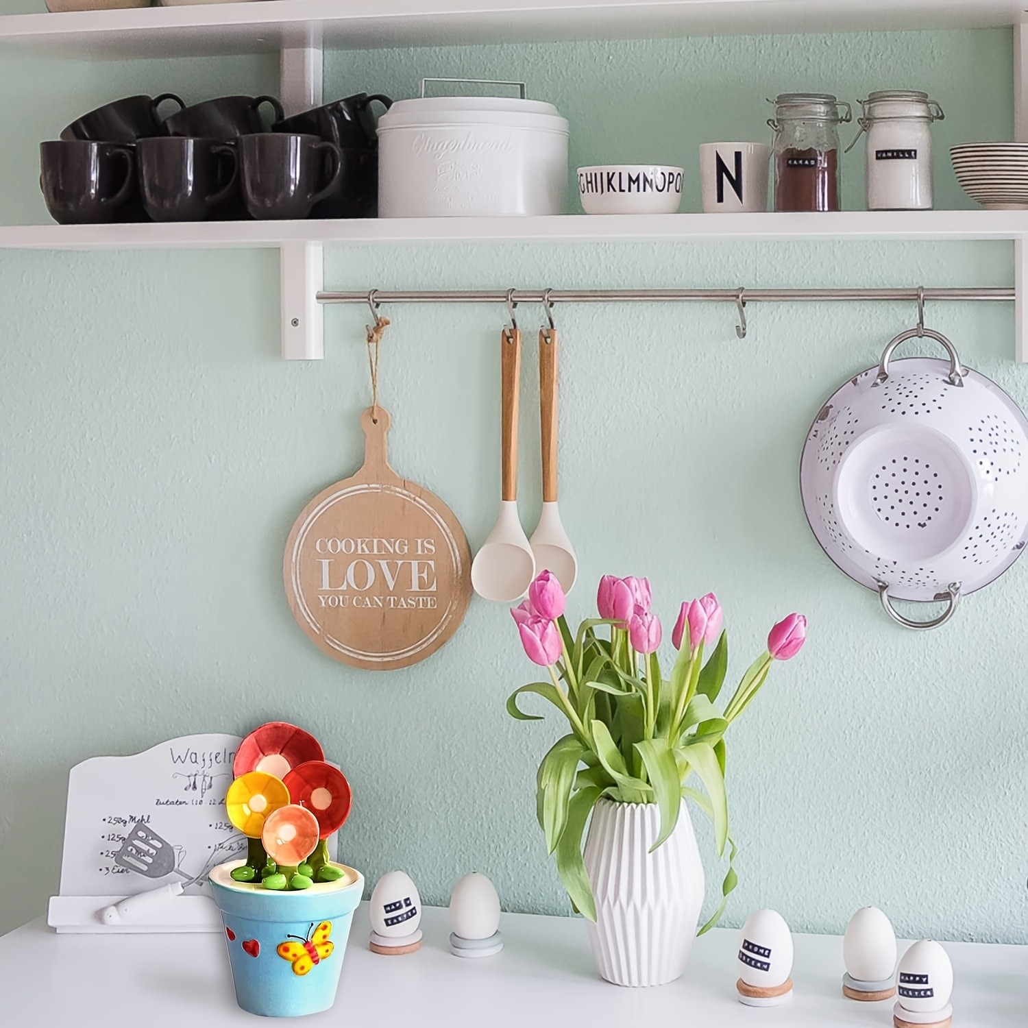 YUMIPLUS Flower Ceramic Measuring Spoons Set Cute Porcelain Spoons with Pot Base Holder