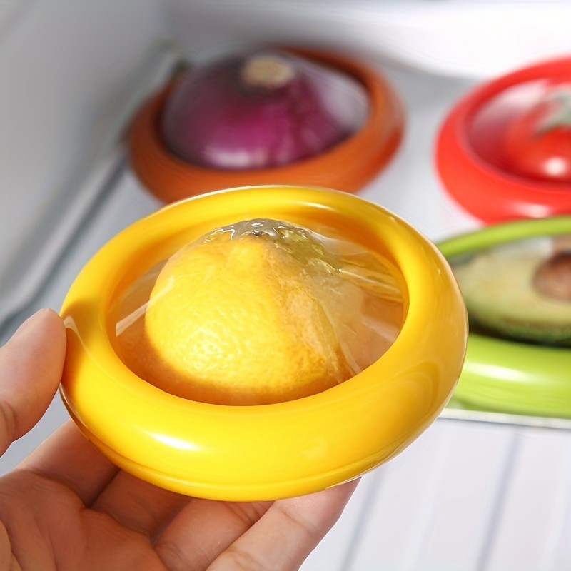 YUMIPLUS Silicone Vegetable Storage Set (4pcs) Reusable Freshness Keepers for Avocado, Onion, Tomato & Lemon