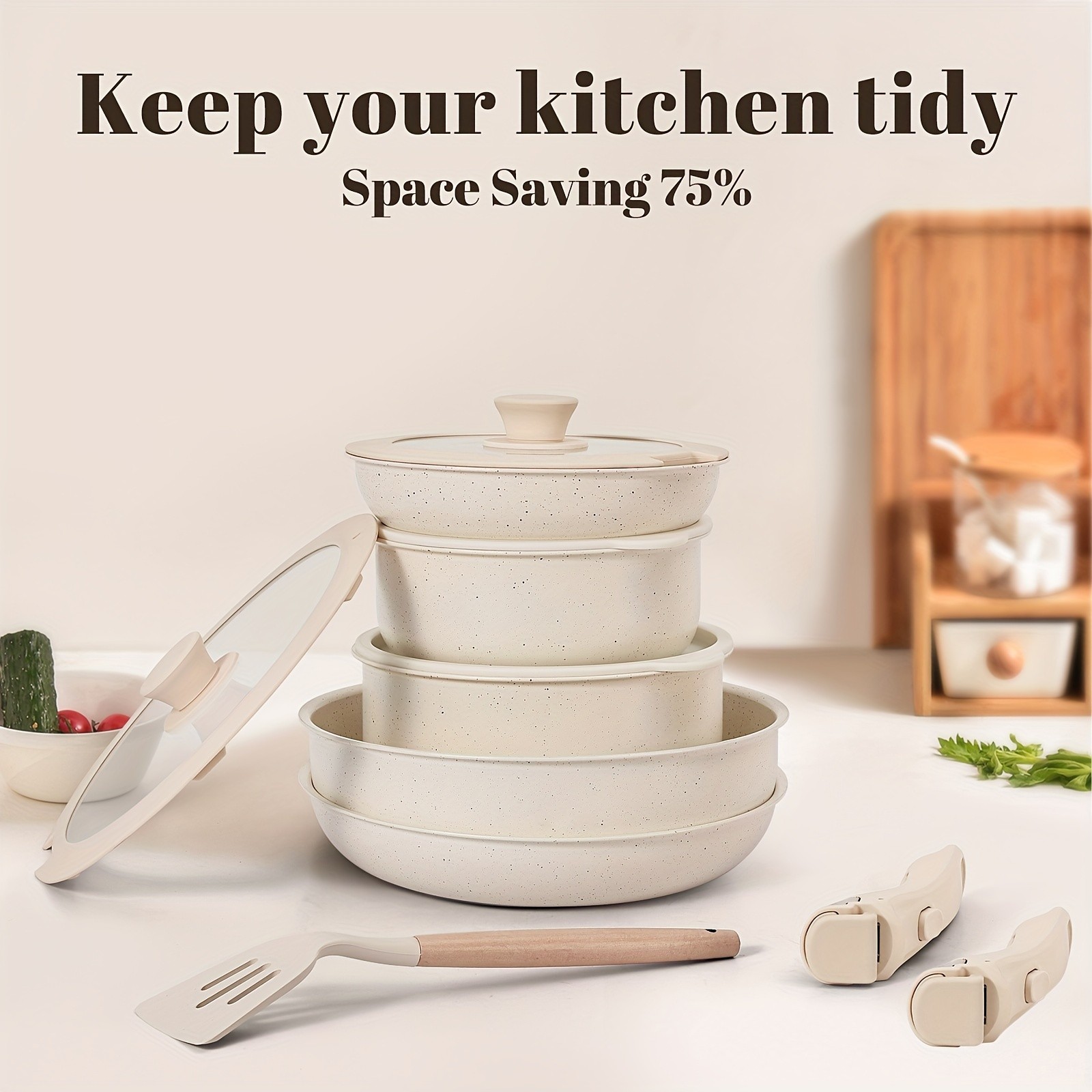 KPXSIAION Cookware Set with Detachable Handle  Modern Induction Nonstick Pots & Pans for Home, RV & Everyday Cooking