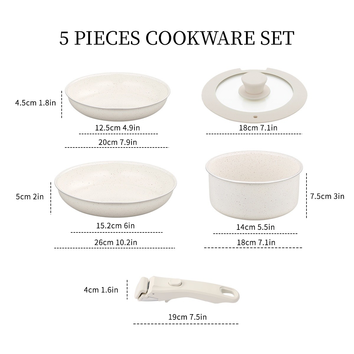 KPXSIAION Cookware Set with Detachable Handle  Modern Induction Nonstick Pots & Pans for Home, RV & Everyday Cooking