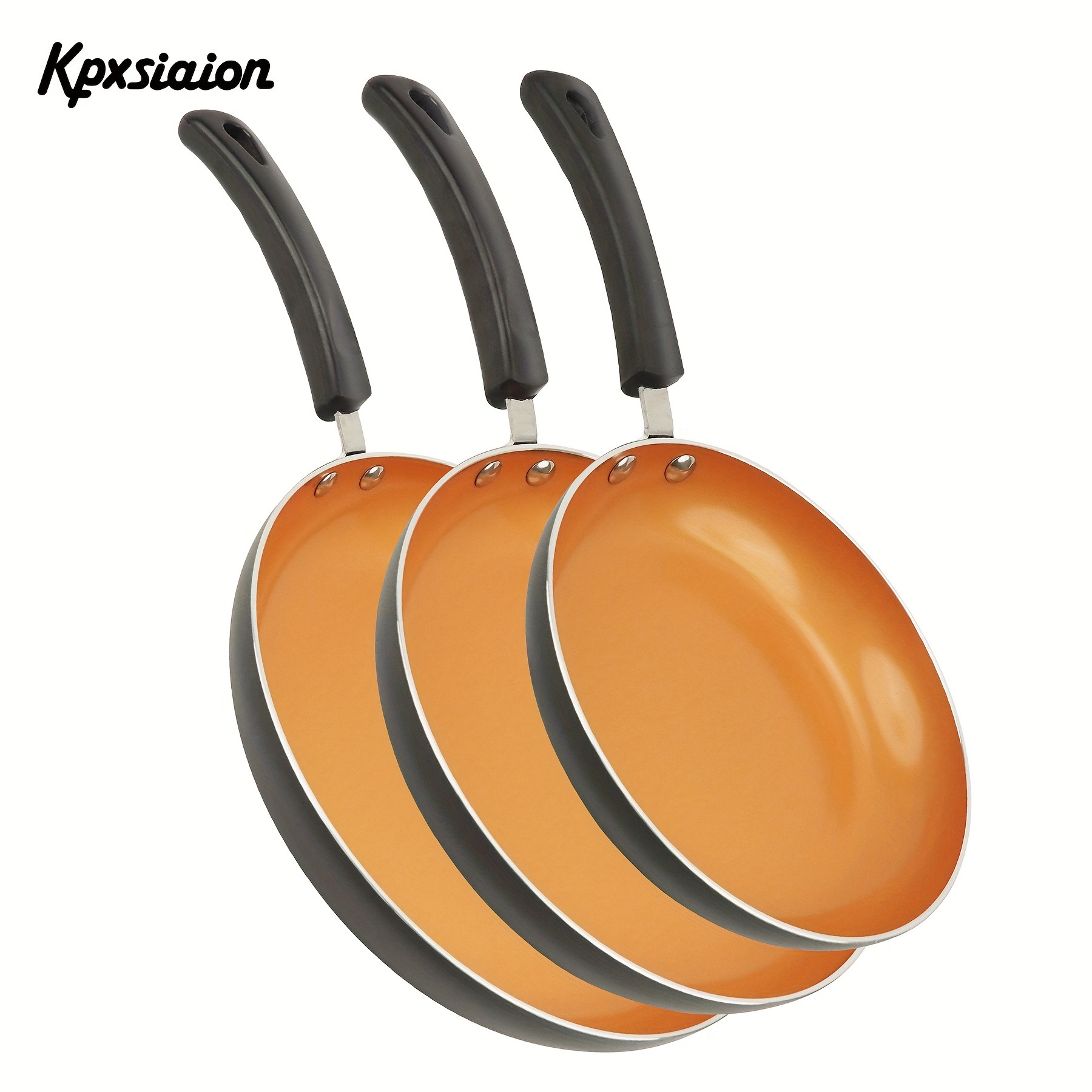 KPXSIAION Nonstick Frying Pan Set (3pcs)  Golden Ceramic Coating Induction Skillet Set for Eggs, Omelettes & Everyday Cooking
