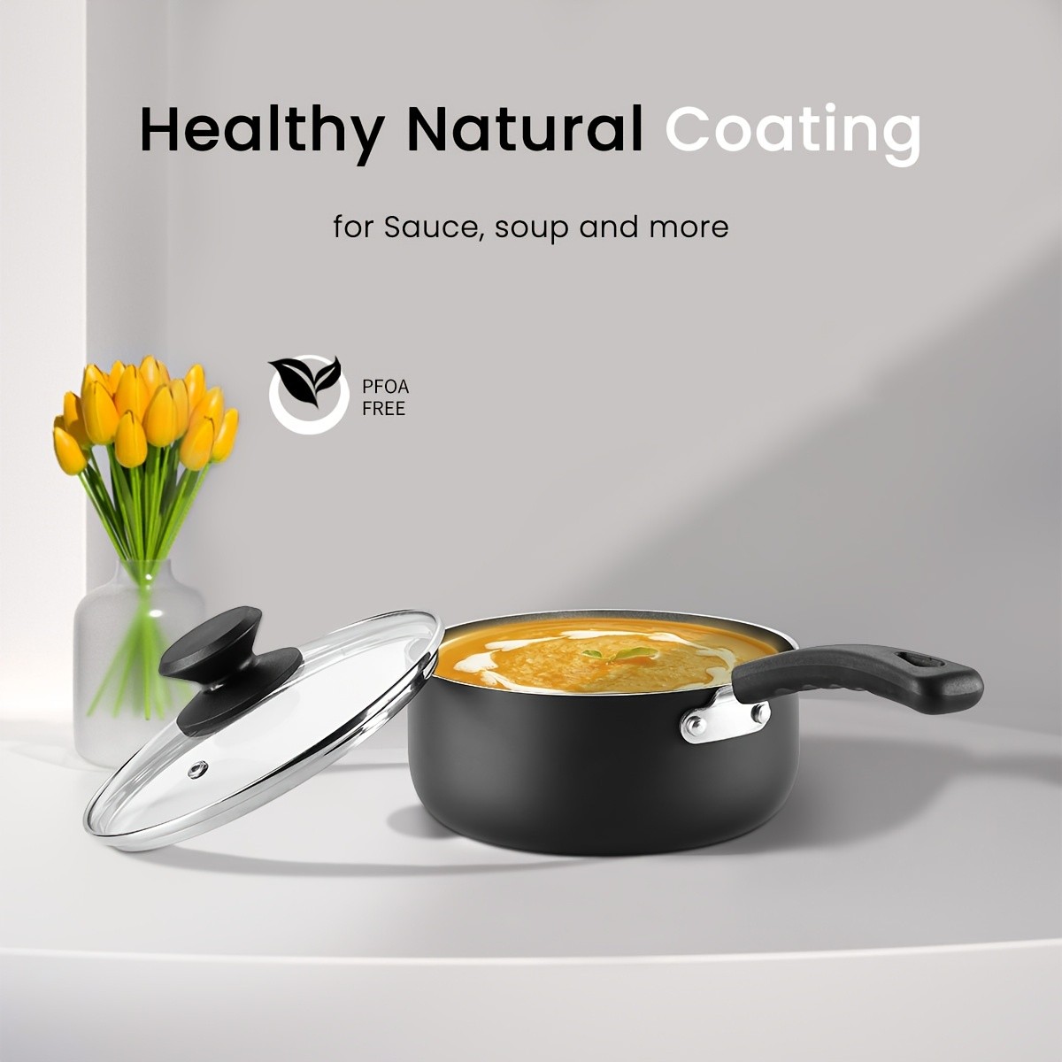 KPXSIAION Nonstick Sauce Pan Set (1QT + 2QT)  Induction-Compatible Aluminum Pots with Lids for Everyday Home Cooking