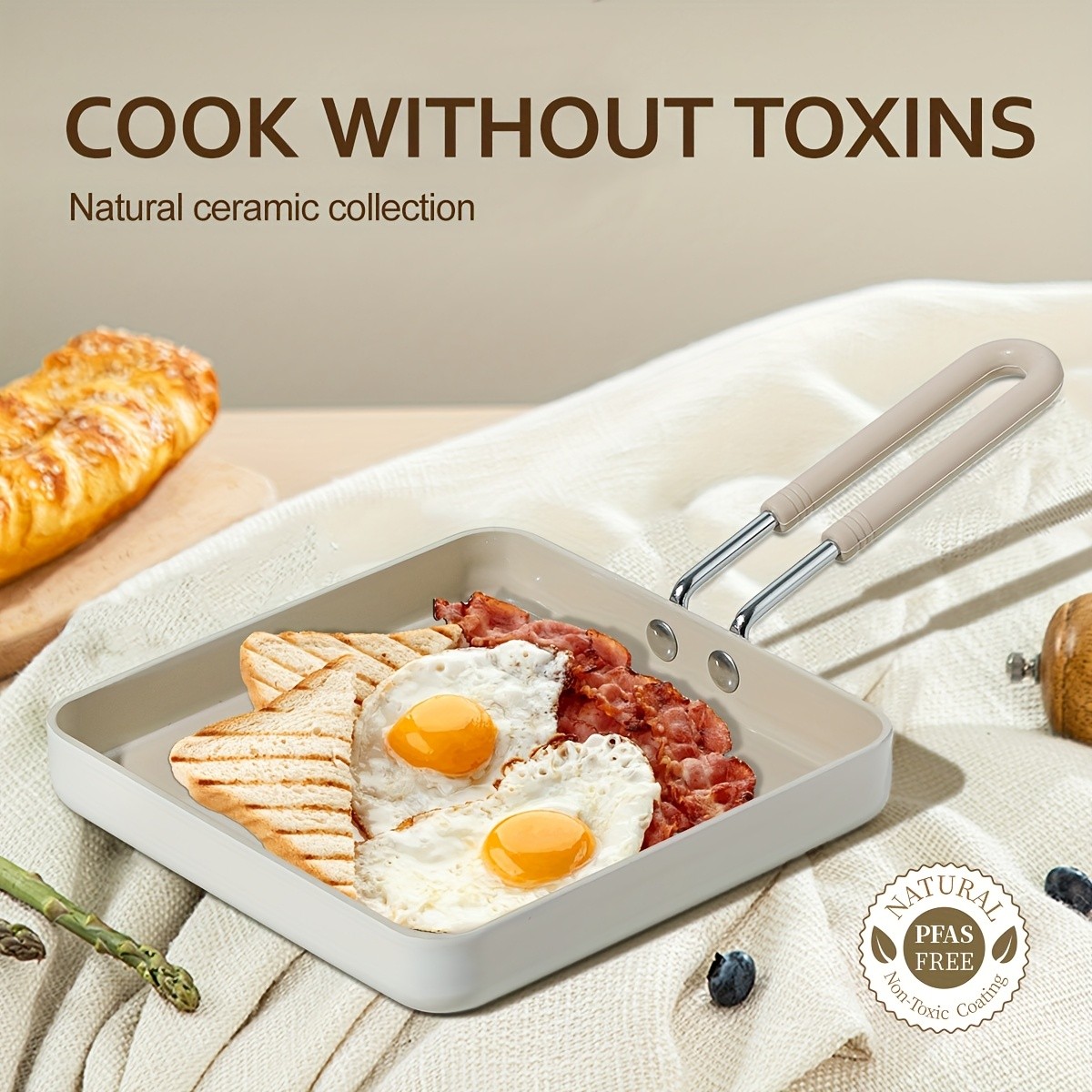 KPXSIAION Mini 6-Inch Square Griddle Pan PFAS/PFOA-Free Nonstick Pan for Pancakes, Searing & Baking