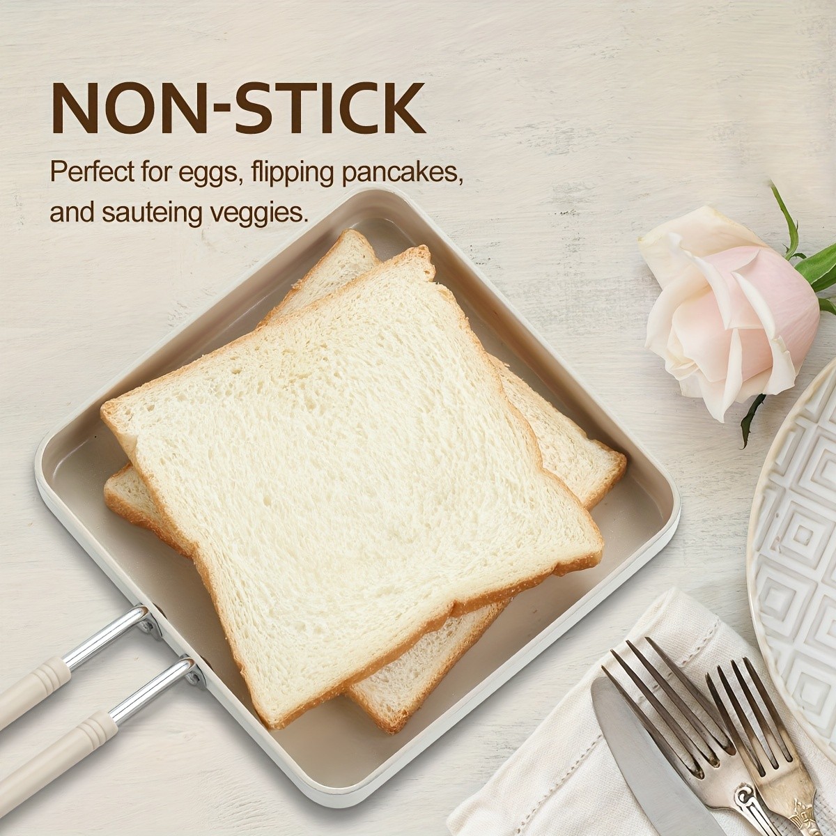 KPXSIAION Mini 6-Inch Square Griddle Pan PFAS/PFOA-Free Nonstick Pan for Pancakes, Searing & Baking