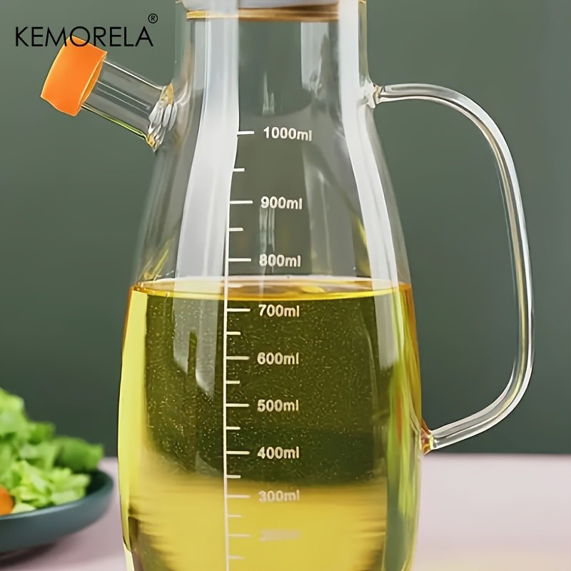 KEMORELA Large Capacity Glass Oil Can BPA-Free Leak-Proof Dispenser for Olive Oil, Vinegar & Condiments