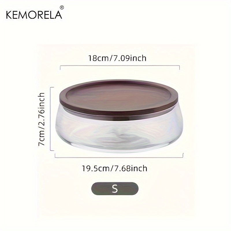 KEMORELA Double Layer Glass Bowl with Wooden Lid  Food-Safe Storage Container for Snacks, Fruits, Nuts & Holiday Dcor