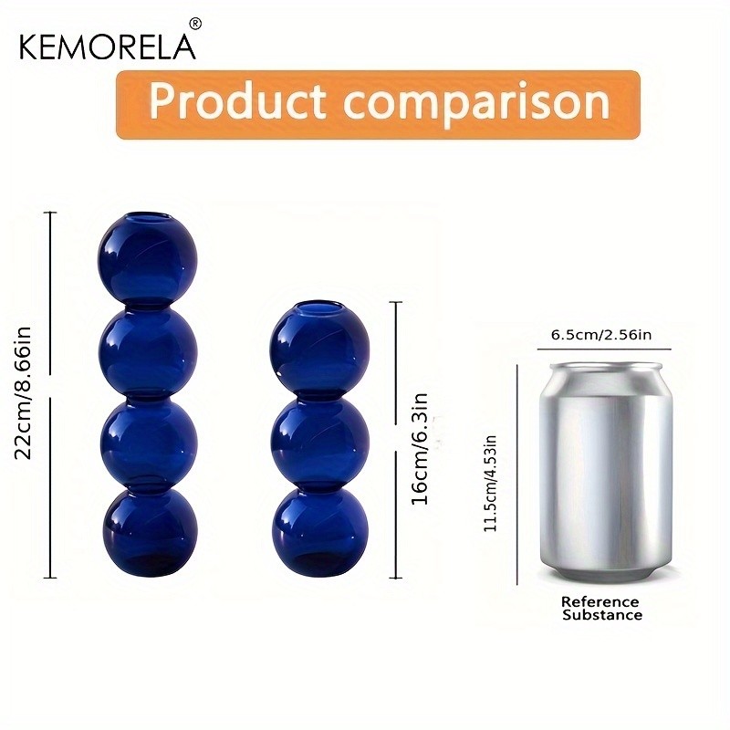 KEMORELA Set of 2 Ball-Shaped Glass Vases  Amber Decorative Vases for Living Room, Tabletop & Event Decor