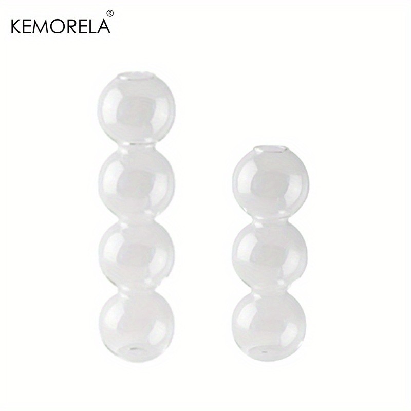 KEMORELA Set of 2 Ball-Shaped Glass Vases  Amber Decorative Vases for Living Room, Tabletop & Event Decor