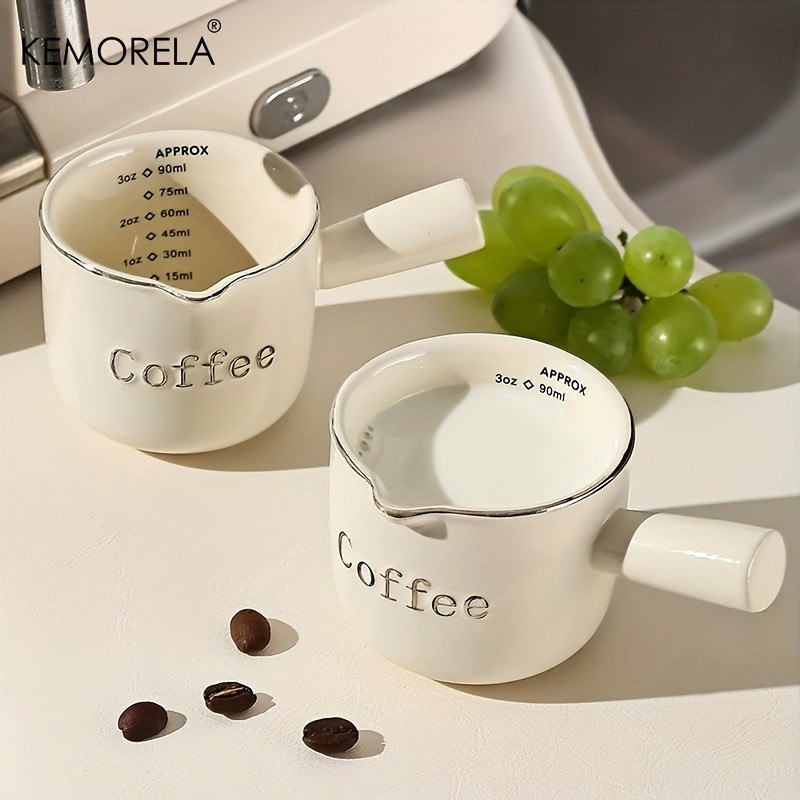 KEMORELA Ceramic Coffee Measuring Cup Espresso Extraction Ounce Cup for Milk, Honey, Sauces & Mini Kitchen Tasks