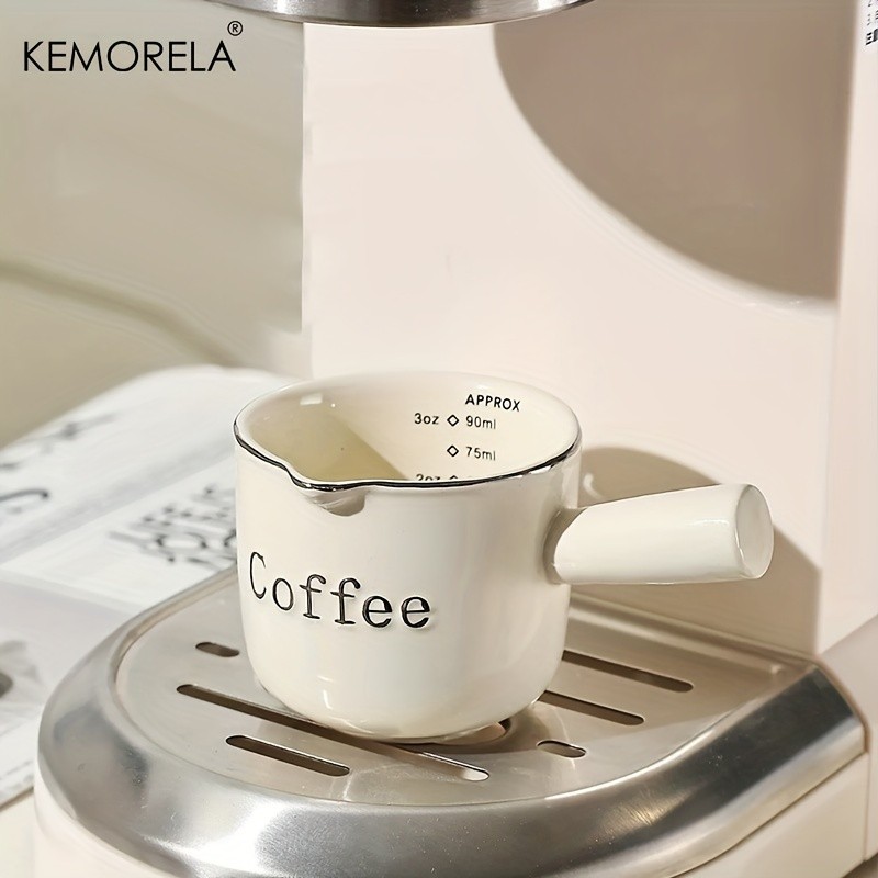 KEMORELA Ceramic Coffee Measuring Cup Espresso Extraction Ounce Cup for Milk, Honey, Sauces & Mini Kitchen Tasks