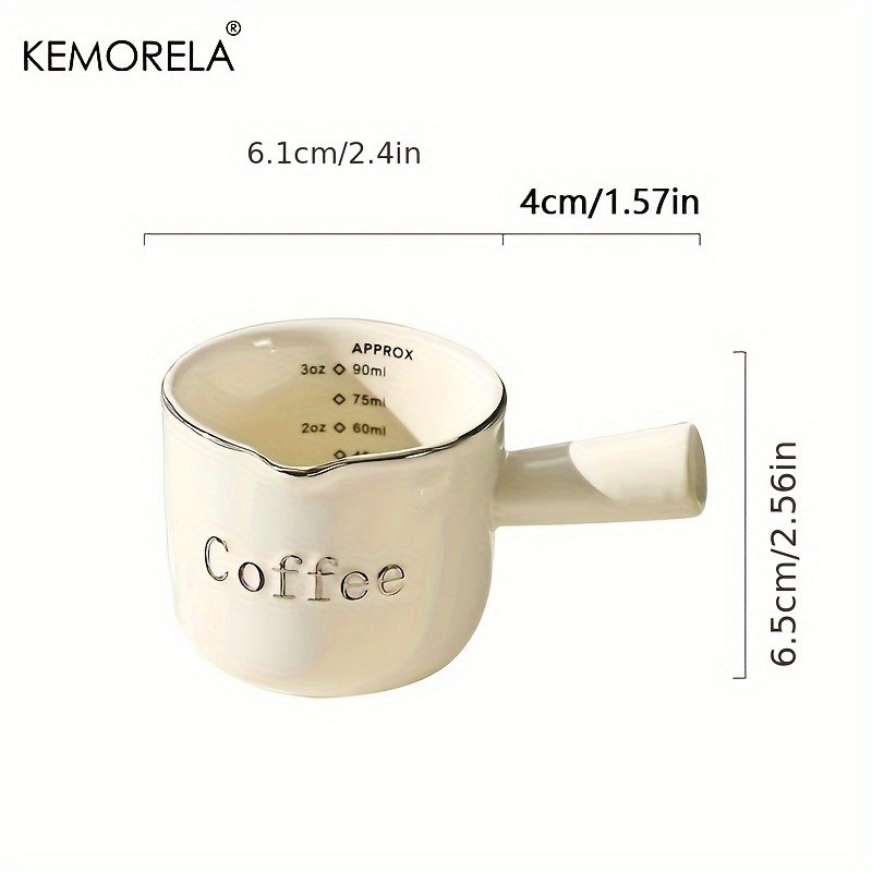KEMORELA Ceramic Coffee Measuring Cup Espresso Extraction Ounce Cup for Milk, Honey, Sauces & Mini Kitchen Tasks