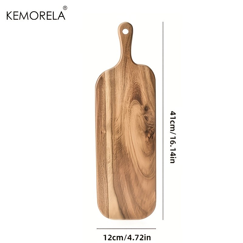 KEMORELA Acacia Wood Cutting Board with Handle  Extra Long Natural Grain Serving Board for Cheese, Charcuterie, Bread & Fruit