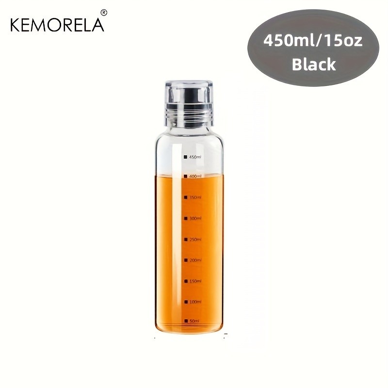KEMORELA Graduated Glass Oil Dispenser Bottle  PVC-Free Measurement Bottle for Cooking Oil, Soy Sauce, Honey & More