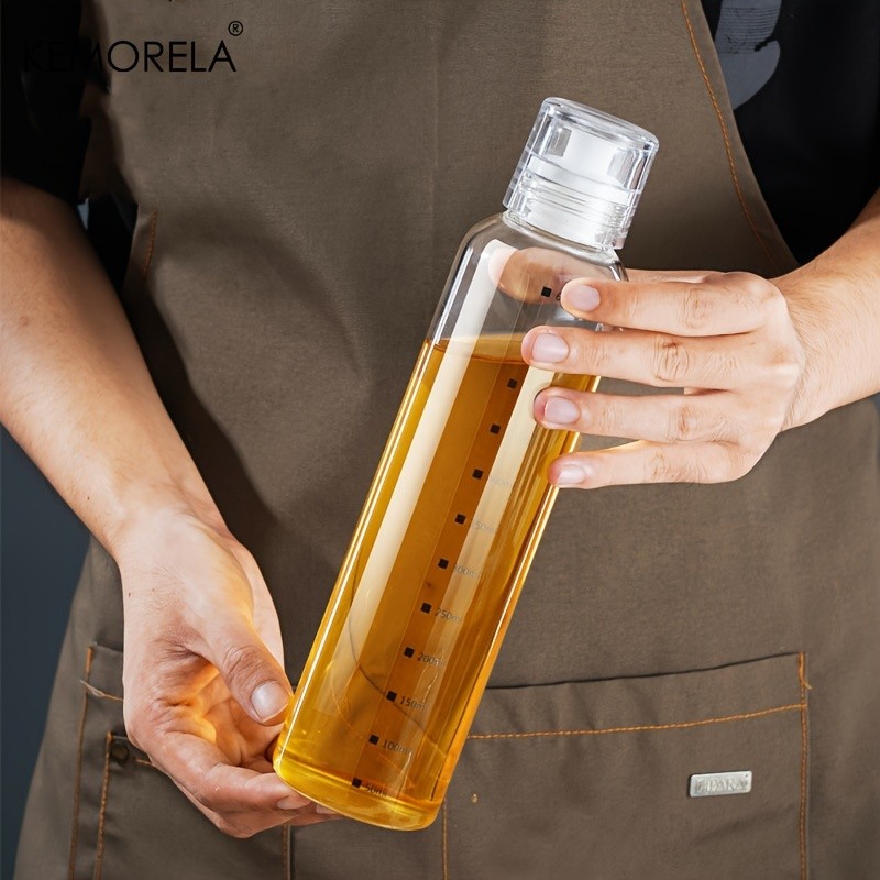 KEMORELA Graduated Glass Oil Dispenser Bottle  PVC-Free Measurement Bottle for Cooking Oil, Soy Sauce, Honey & More