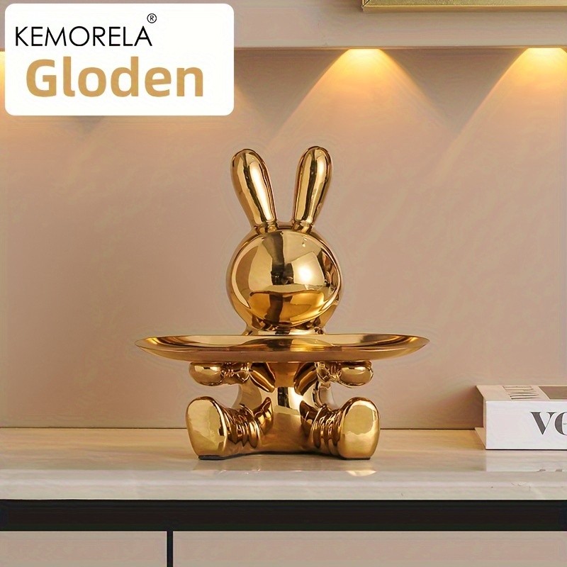 KEMORELA Rabbit Key Storage Ornament  Ceramic Figurine for Living Room, Wine Cabinet & Holiday Home Decor