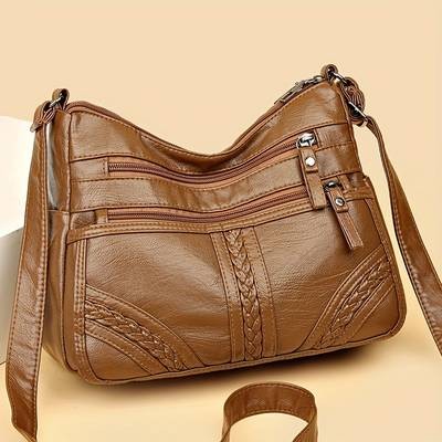 Perfect Lily Womens Retro Synthetic Crossbody Bag Large-Capacity Vintage Shoulder Handbag with Adjustable Strap