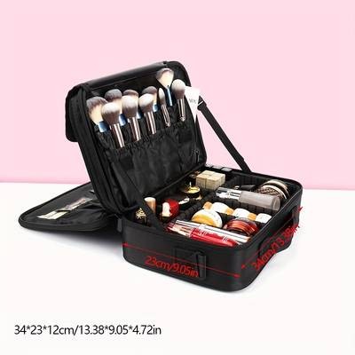 YIMUWN Premium Makeup Organizer Storage Box  White Travel Cosmetic Case with Detachable Dividers