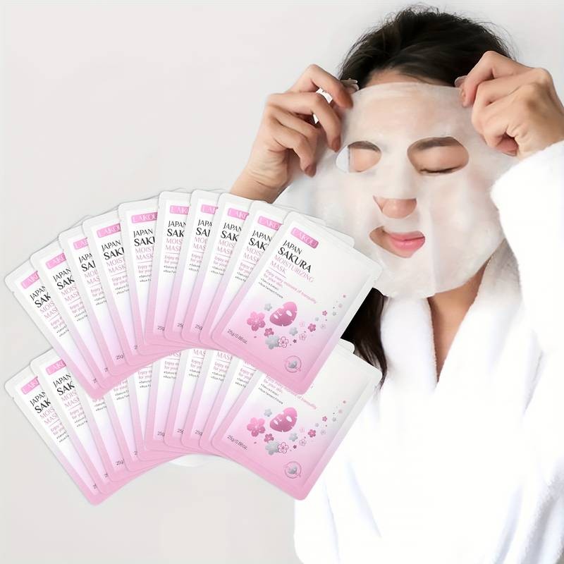LAIKOU 20pcs Japan Sakura Sheet Mask  Hydrating Cherry Blossom Mask for All Skin Types