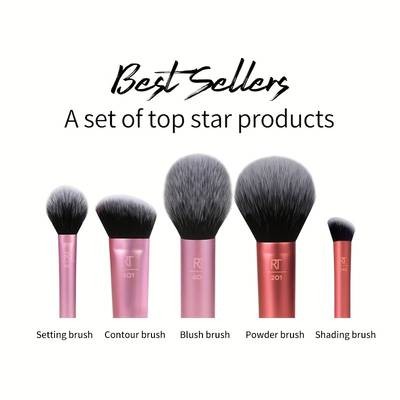 Real Techniques Upgraded Face Makeup Brush Set 418 Advanced Daily Face Set Includes Blush Brush Final Setting Brush Shadow Brush Contour Brush