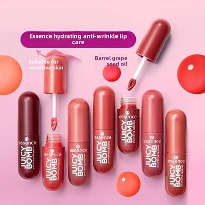 essence JUICY BOMB Plumping Lipgloss Shade #05 & #07 (Christmas Gift Set) Glossy Finish Volumizing Smooth Liquid Formula Suitable for All Skin Types