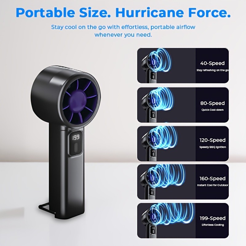 iWhale 199% Turbo Mini Fan with Digital Display  Ultra-Powerful Cooling in a Pocket-Size Design