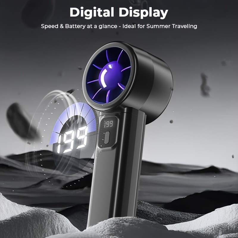iWhale 199% Turbo Mini Fan with Digital Display  Ultra-Powerful Cooling in a Pocket-Size Design