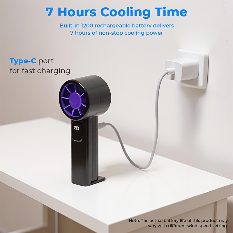 iWhale 199% Turbo Mini Fan with Digital Display  Ultra-Powerful Cooling in a Pocket-Size Design