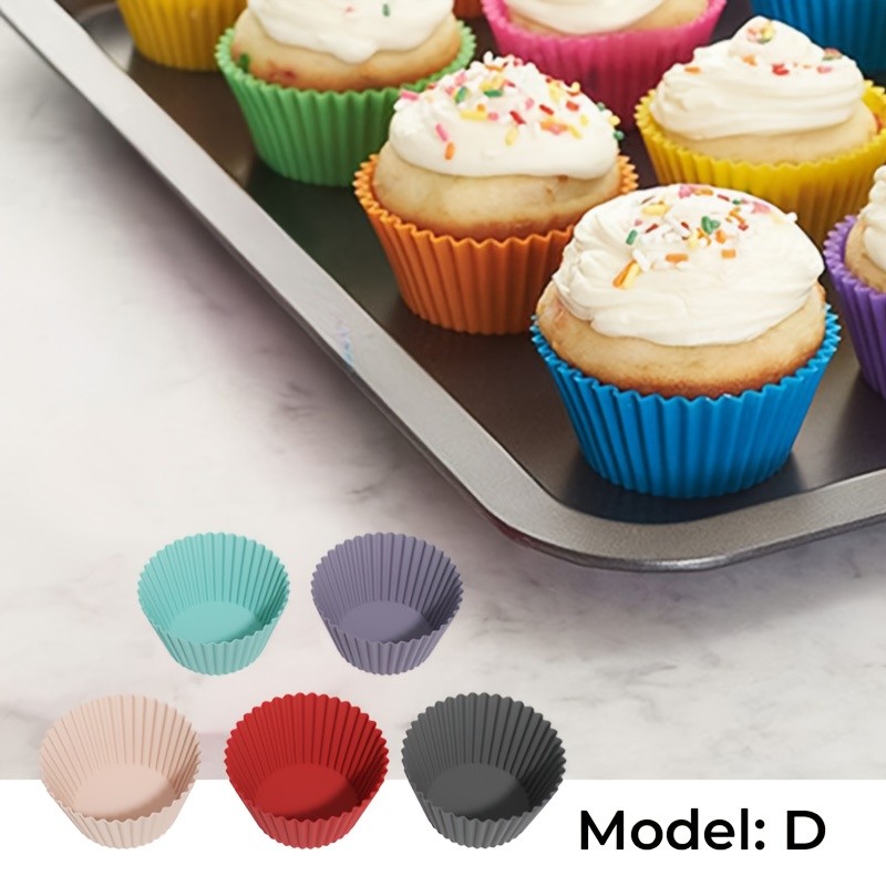 iWhale 5pcs Mini Silicone Muffin & Cupcake Molds Non-Stick, Easy-Release Baking Cups for Perfect Holiday Desserts